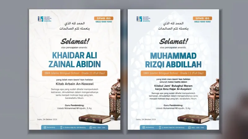 Khaidar Ali dan Rizqi Abdillah Tuntaskan Hafalan Hadits